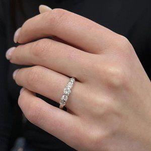 0.50Cttw Round & Baguette Cut Diamond Engagement Ring 14K White Gold Size 7